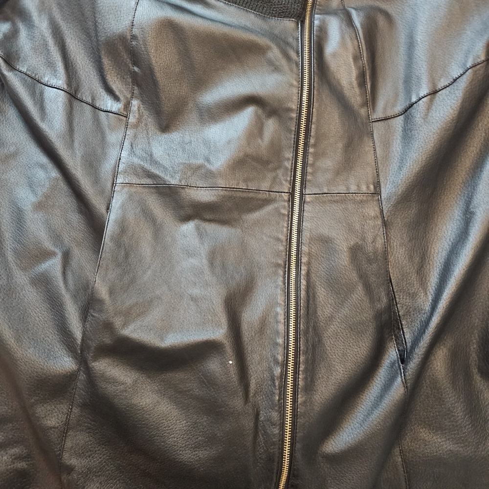 IMAN Moto Style Black Leather Jacket, Gold Accents, Pockets, XL-XXL Gothcore - Picture 9 of 12